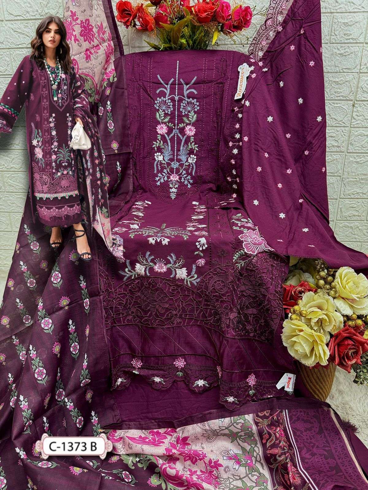 Rosemeen C 1373 Fepic Rayon Pakistani Salwar Suits Exporter