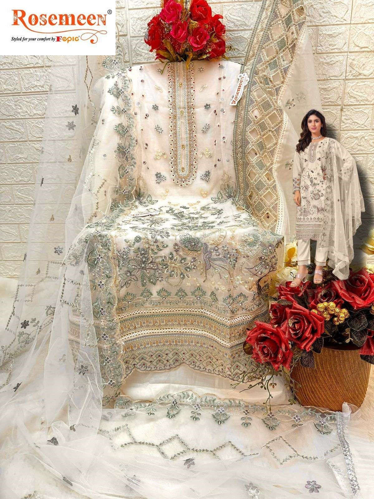 Rosemeen C 1619 Fepic Organza Pakistani Salwar Suits Exporter Ahmedabad