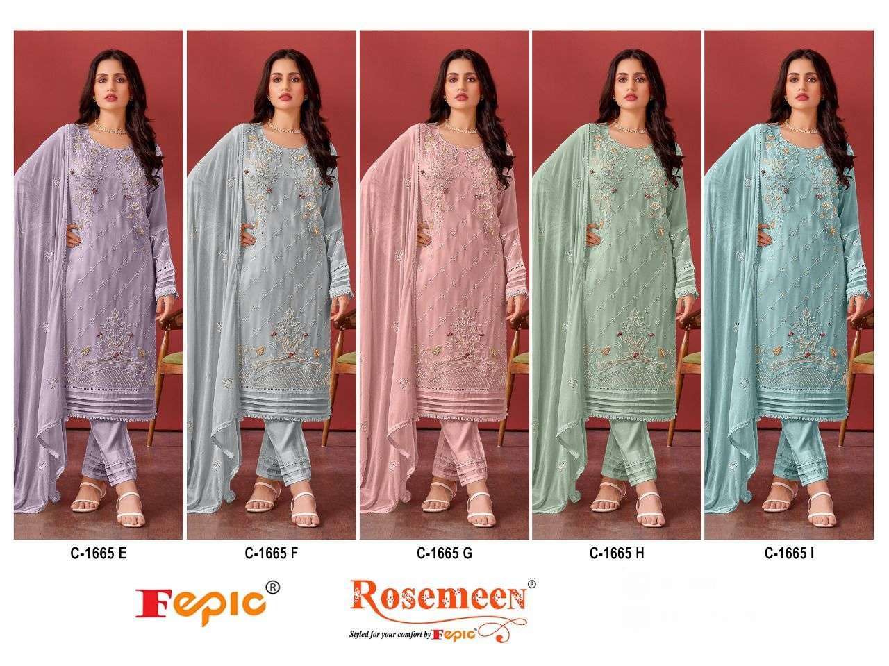 Rosemeen C 1665 Efghi Fepic Georgette Pakistani Salwar Suits Wholesale Price