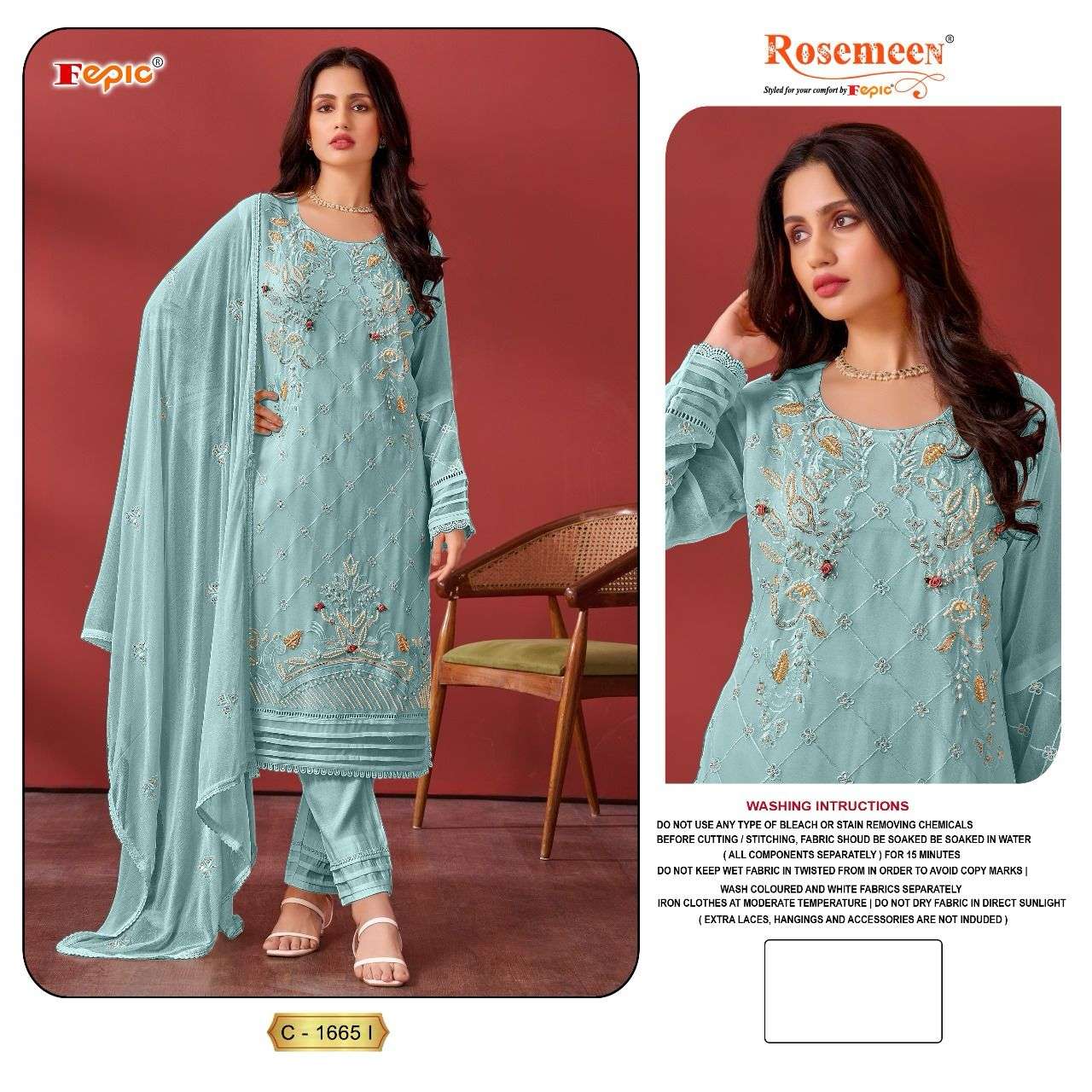 Rosemeen C 1665 Efghi Fepic Georgette Pakistani Salwar Suits Wholesale Price