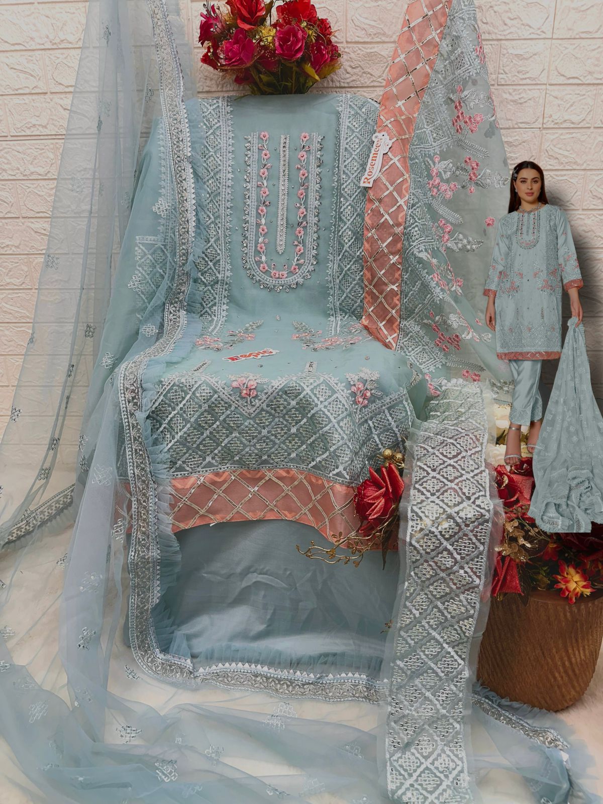 Rosemeen C 1669 Fepic Organza Pakistani Salwar Suits Wholesaler Ahmedabad