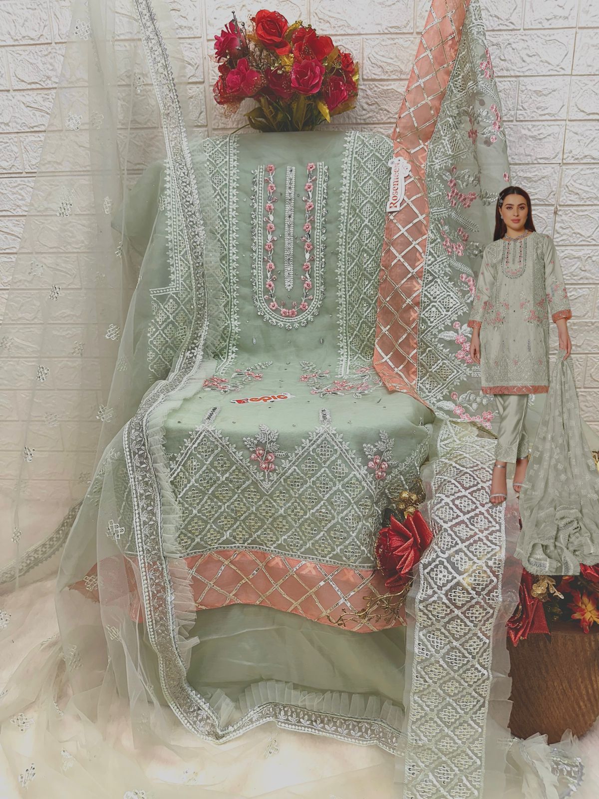 Rosemeen C 1669 Fepic Organza Pakistani Salwar Suits Wholesaler Ahmedabad