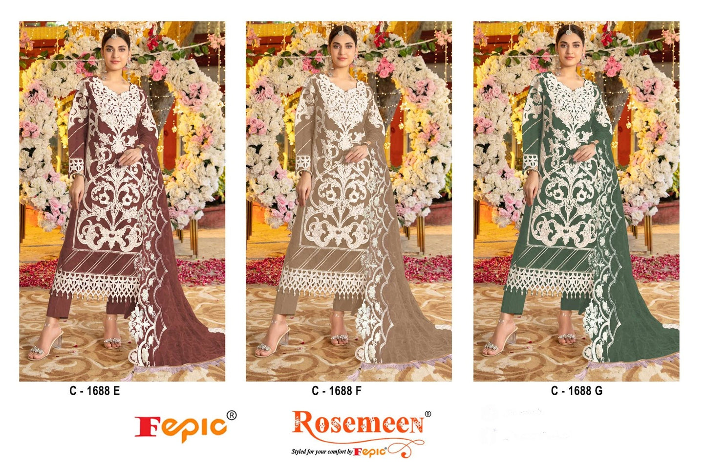 Rosemeen C 1688 Efg Fepic Organza Pakistani Salwar Suits Manufacturer India