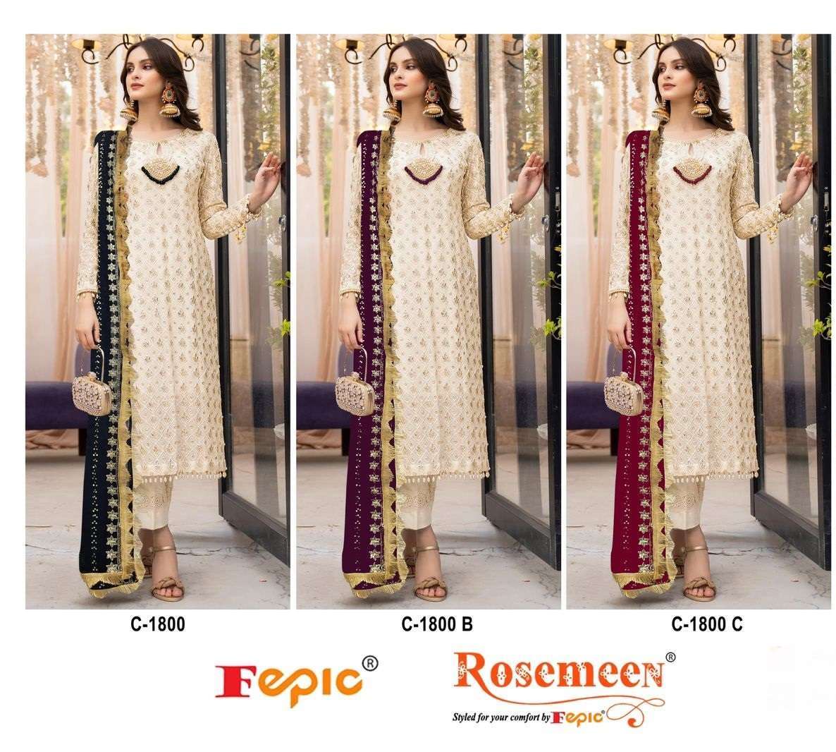 Rosemeen C 1800 Fepic Georgette Pakistani Salwar Suits Wholesale