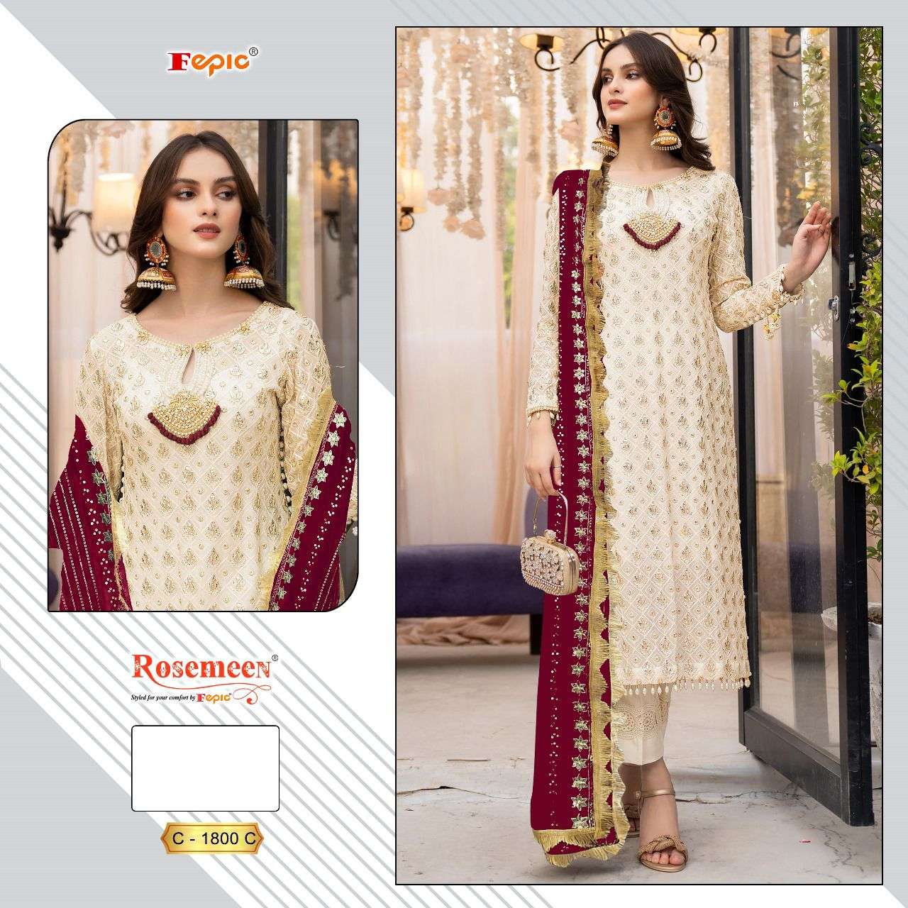 Rosemeen C 1800 Fepic Georgette Pakistani Salwar Suits Wholesale
