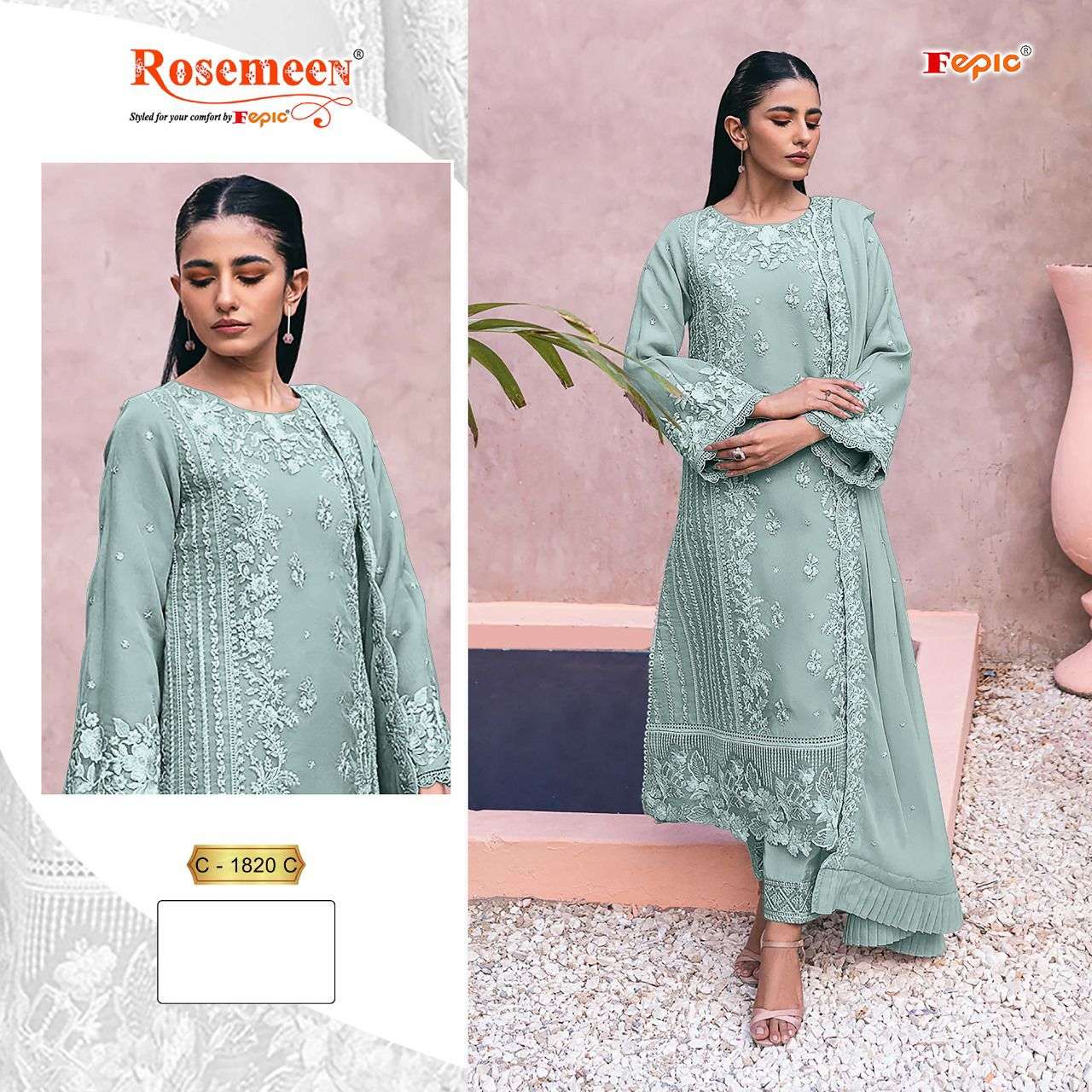 Rosemeen C 1820 Fepic Georgette Pakistani Salwar Suits Wholesale Price
