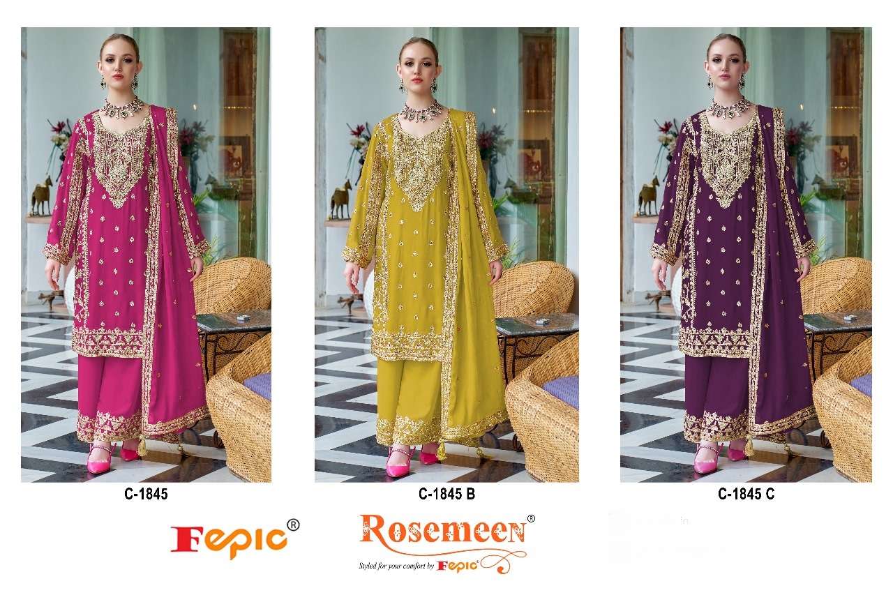 Rosemeen C 1845 Fepic Chinon Pakistani Salwar Suits Supplier Ahmedabad