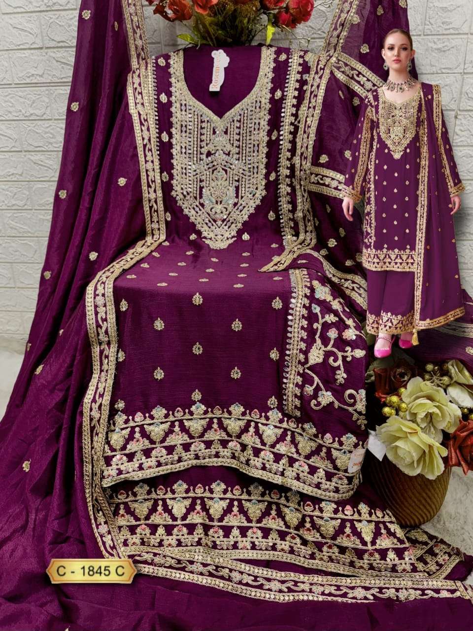 Rosemeen C 1845 Fepic Chinon Pakistani Salwar Suits Supplier Ahmedabad
