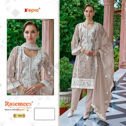 रोज़मीन सी 1864 फेपिक ऑर्गेंजा पाकिस्तानी सलवार सूट थोक मूल्य