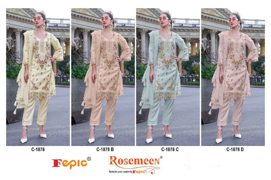 Rosemeen C 1878 Fepic Organza Pakistani Salwar Suits Supplier