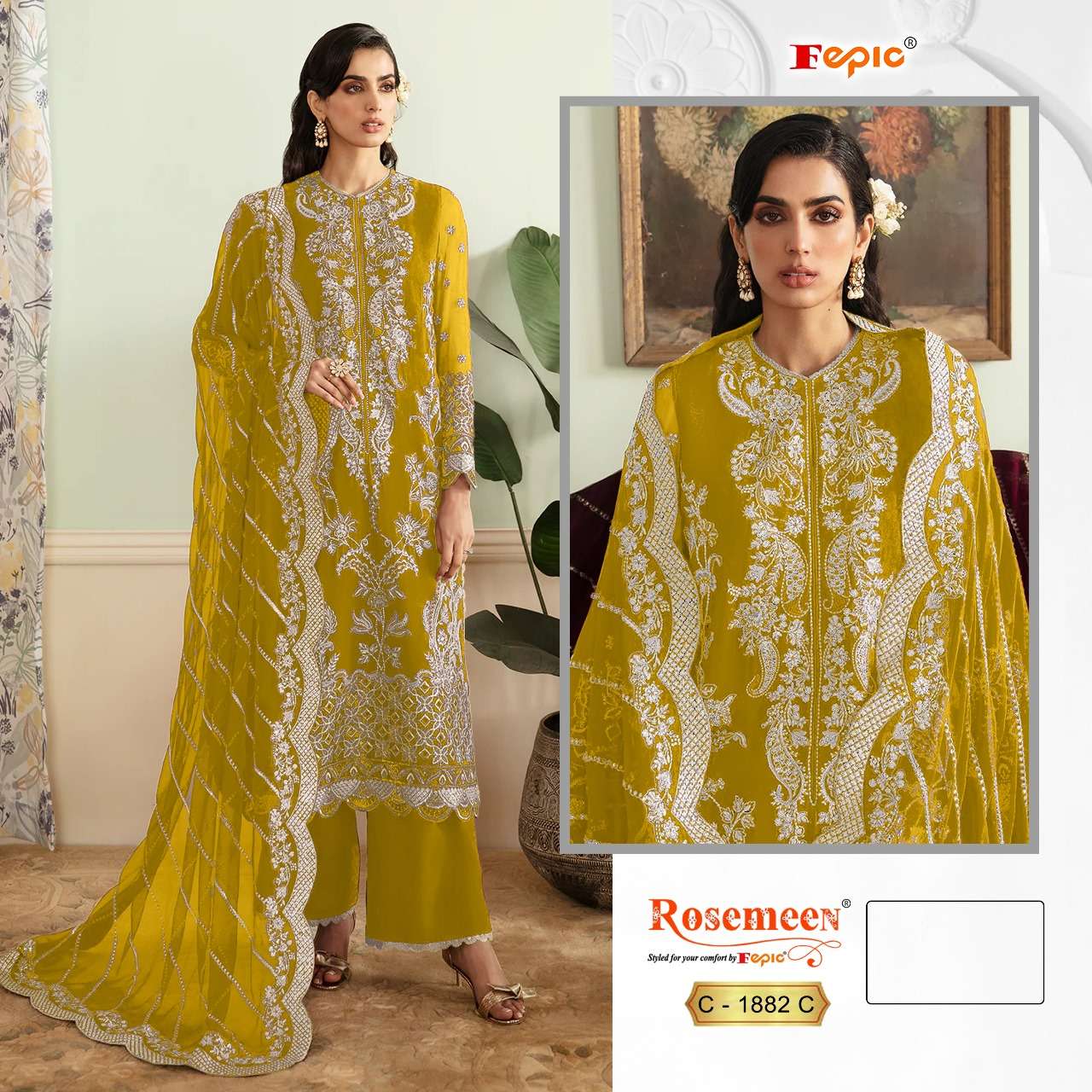 Rosemeen C 1882 Fepic Georgette Pakistani Salwar Suits Wholesaler