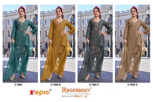 Rosemeen C 1885 Fepic Organza Pakistani Salwar Suits Exporter Ahmedabad
