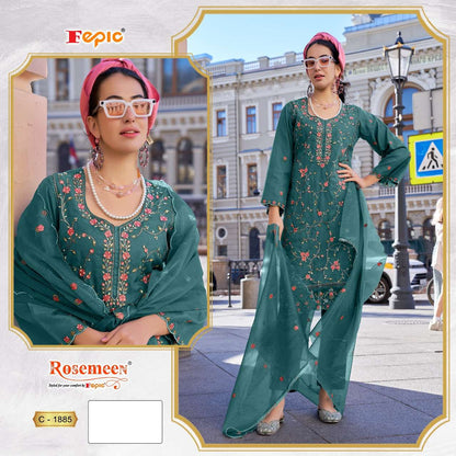 रोज़मीन सी 1885 फेपिक ऑर्गेंजा पाकिस्तानी सलवार सूट निर्यातक अहमदाबाद