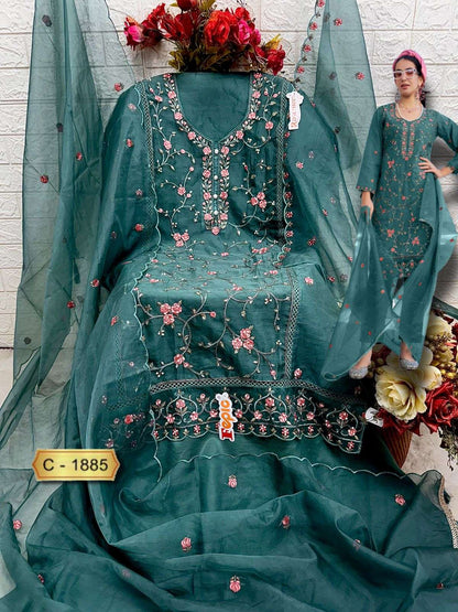 रोज़मीन सी 1885 फेपिक ऑर्गेंजा पाकिस्तानी सलवार सूट निर्यातक अहमदाबाद