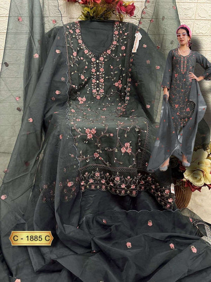 रोज़मीन सी 1885 फेपिक ऑर्गेंजा पाकिस्तानी सलवार सूट निर्यातक अहमदाबाद