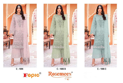 Rosemeen C 1886 Fepic Organza Pakistani Salwar Suits Exporter Ahmedabad