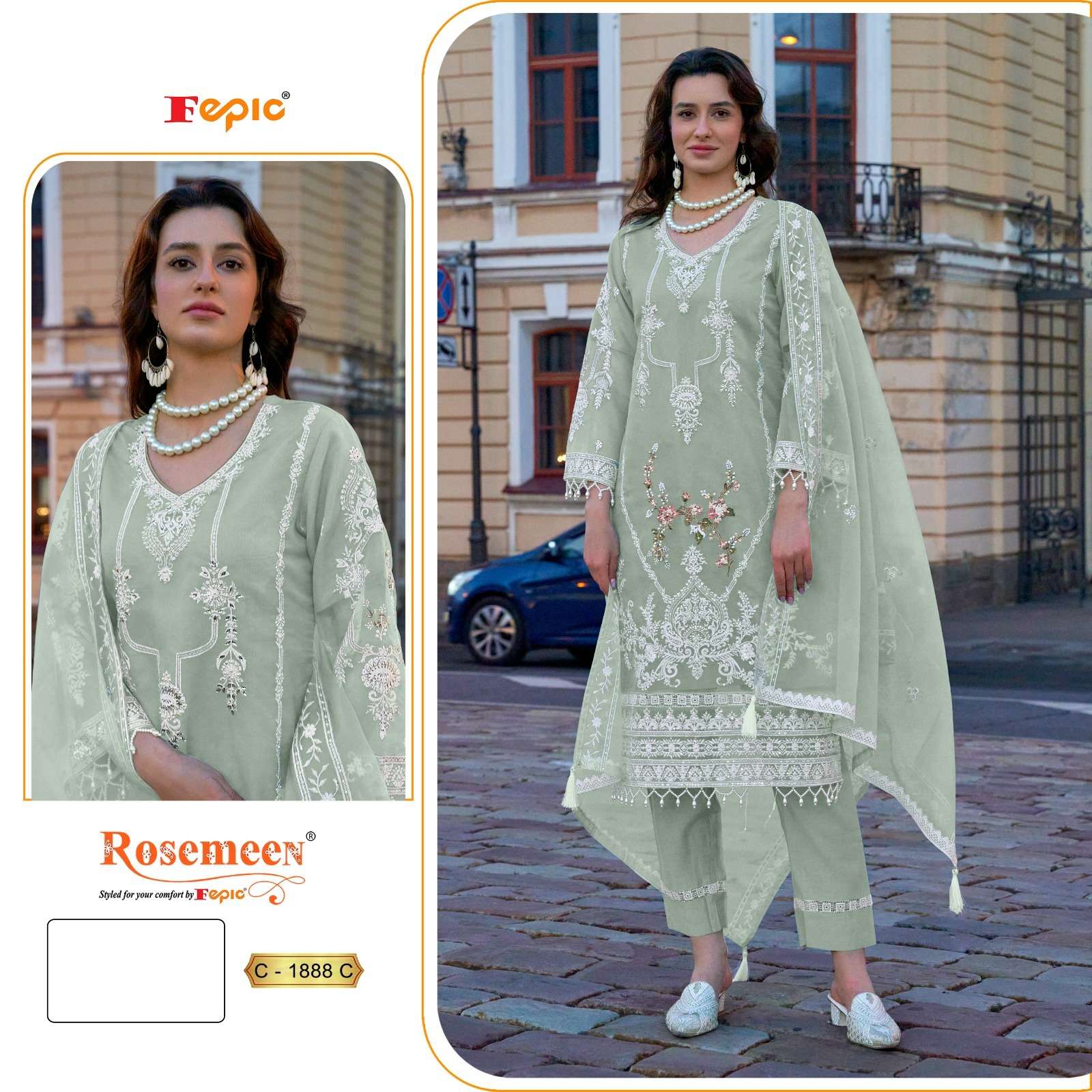 Rosemeen C 1888 Fepic Organza Pakistani Salwar Suits Supplier Ahmedabad