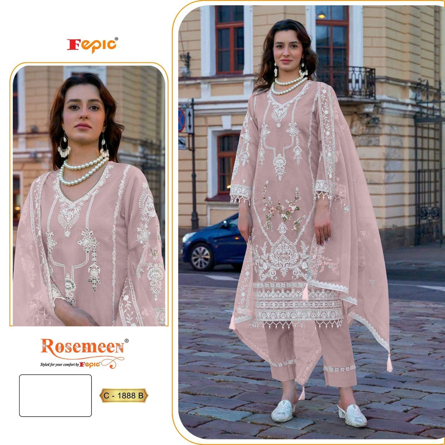 Rosemeen C 1888 Fepic Organza Pakistani Salwar Suits Supplier Ahmedabad