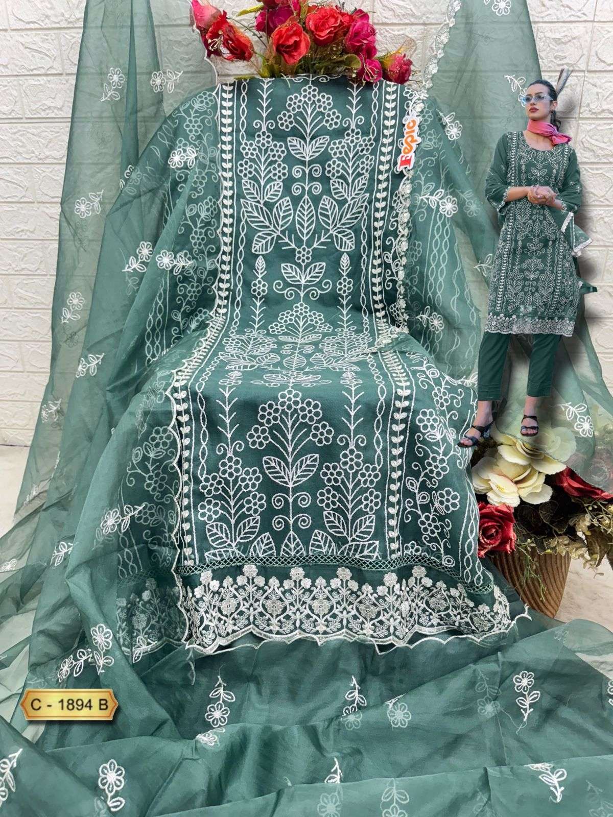 Rosemeen C 1894 Fepic Organza Pakistani Salwar Suits Wholesaler Ahmedabad