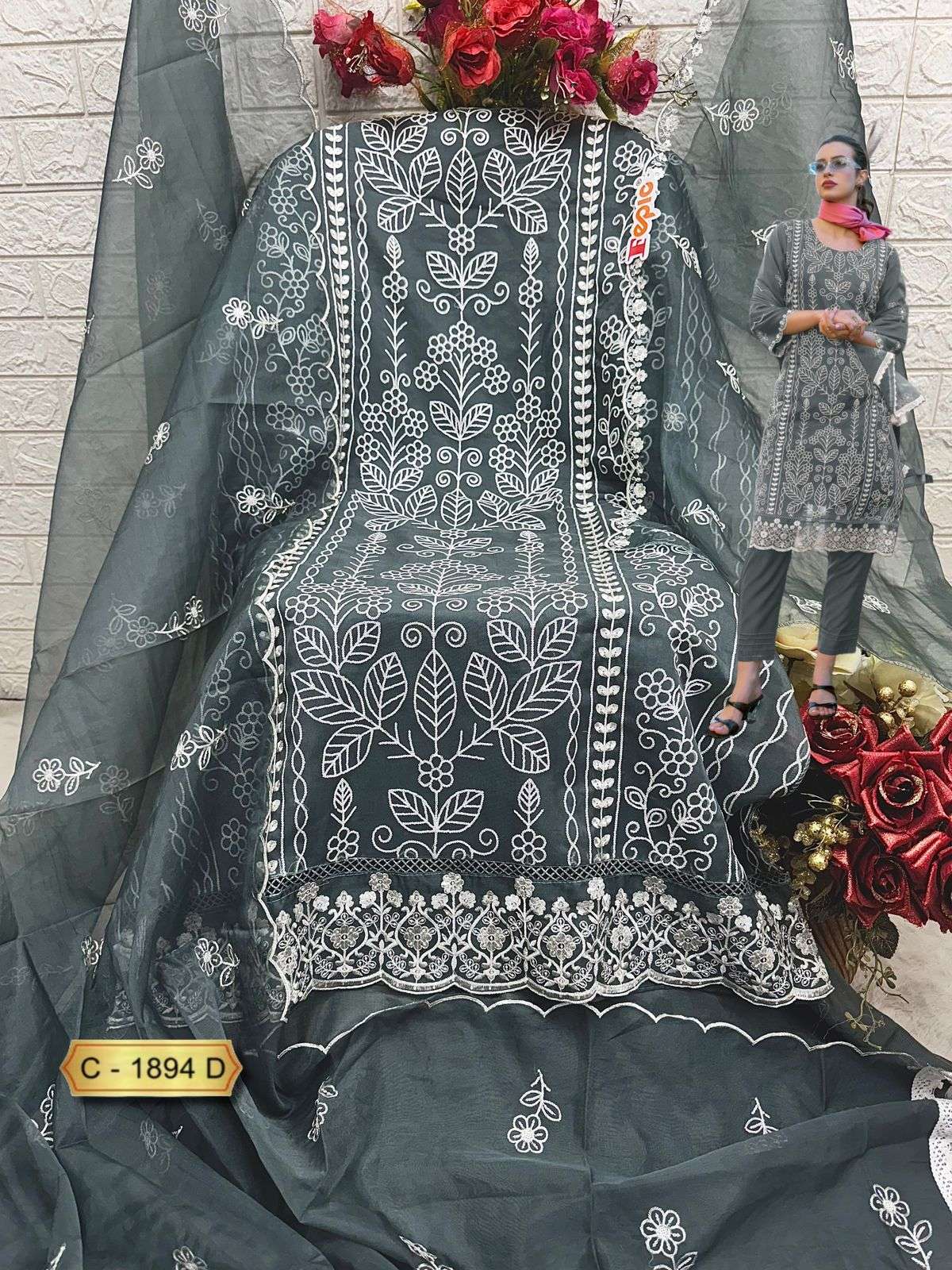 Rosemeen C 1894 Fepic Organza Pakistani Salwar Suits Wholesaler Ahmedabad