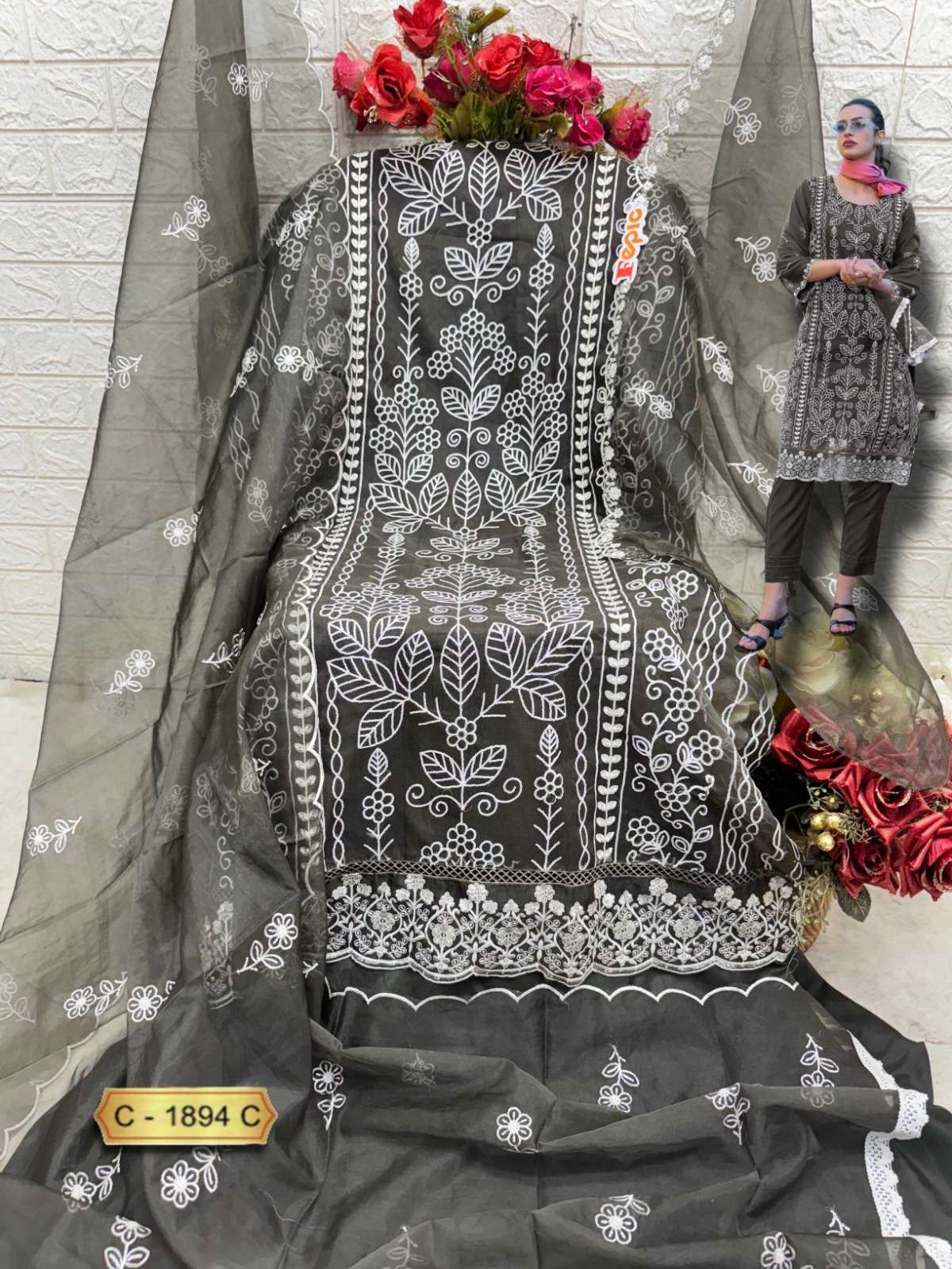 Rosemeen C 1894 Fepic Organza Pakistani Salwar Suits Wholesaler Ahmedabad
