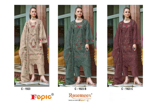 Rosemeen C 1923 Fepic Organza Pakistani Salwar Suits Wholesaler Ahmedabad
