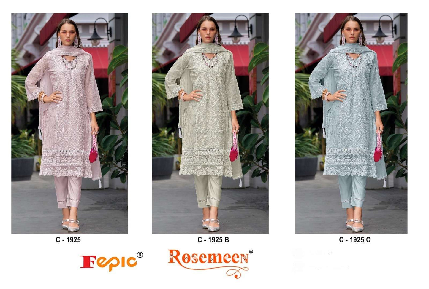 Rosemeen C 1925 Fepic Organza Pakistani Salwar Suits Wholesale Rate