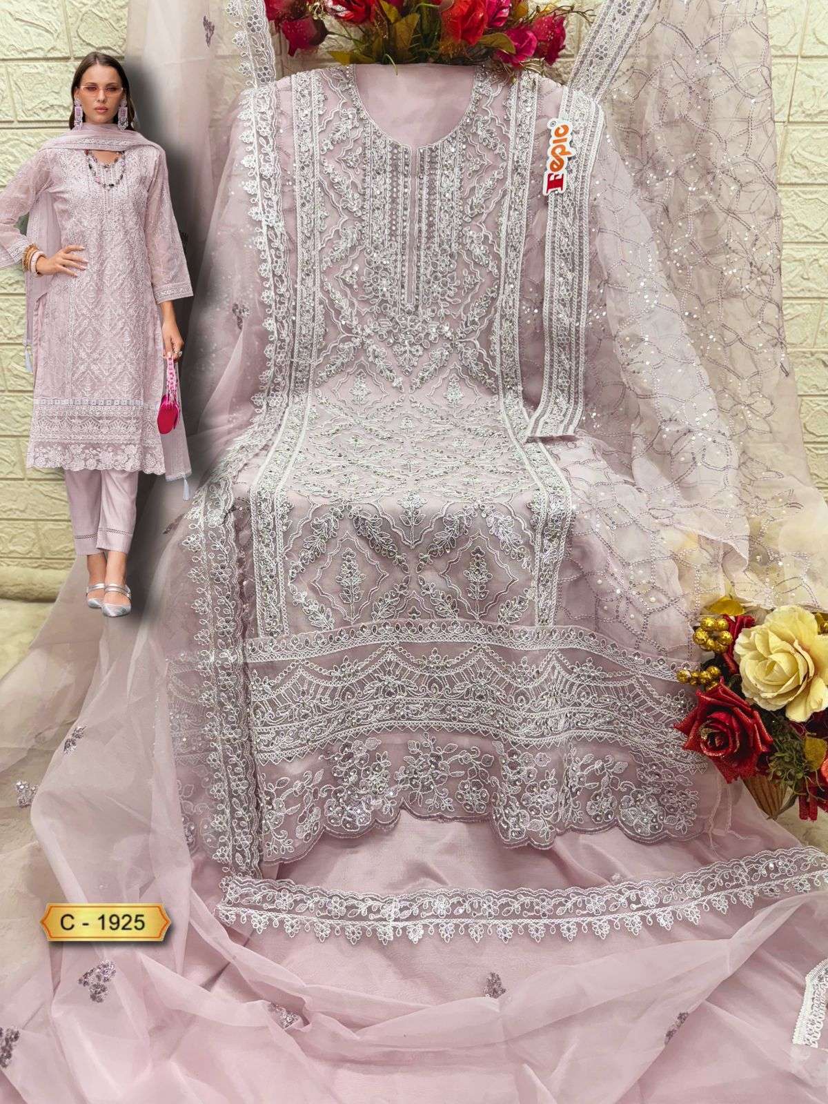 Rosemeen C 1925 Fepic Organza Pakistani Salwar Suits Wholesale Rate