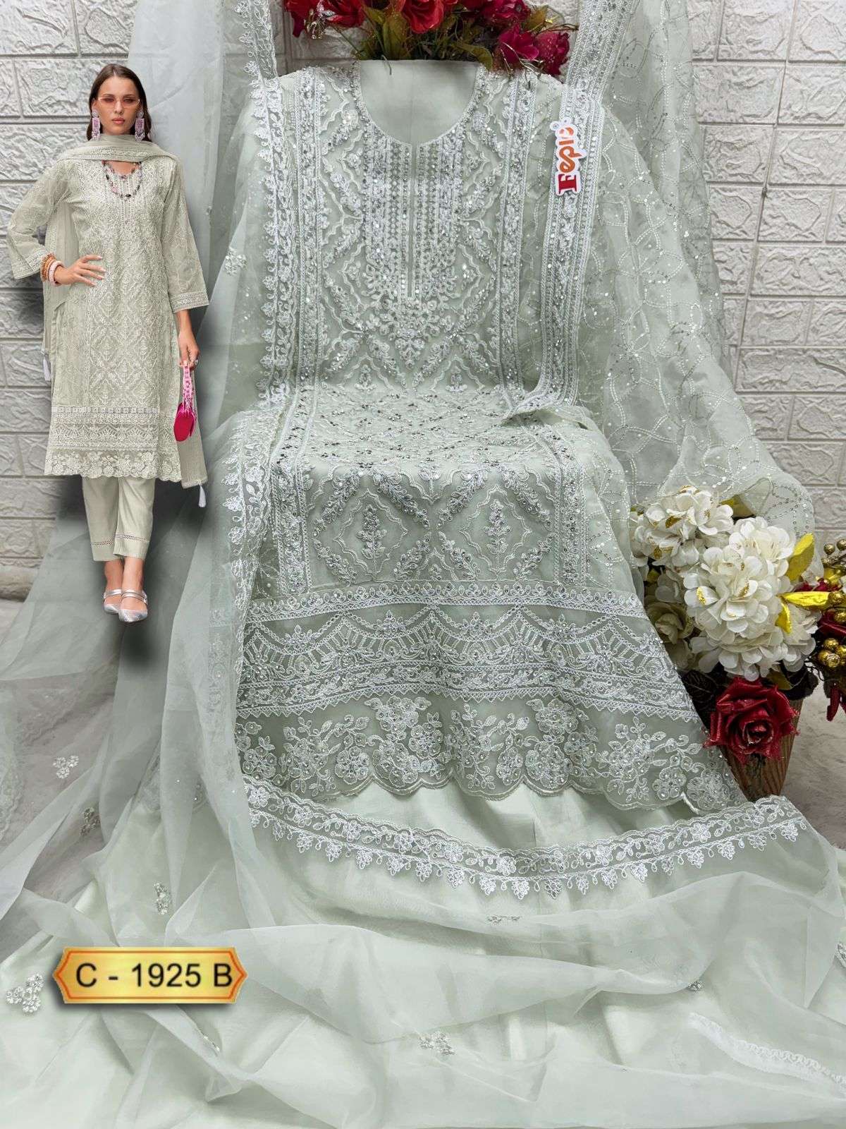 Rosemeen C 1925 Fepic Organza Pakistani Salwar Suits Wholesale Rate