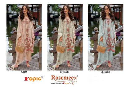 Rosemeen C 1935 Fepic Soft Organza Pakistani Salwar Suits Exporter Ahmedabad