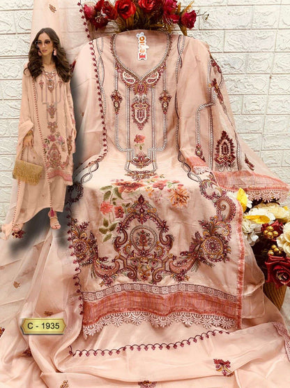 Rosemeen C 1935 Fepic Soft Organza Pakistani Salwar Suits Exporter Ahmedabad