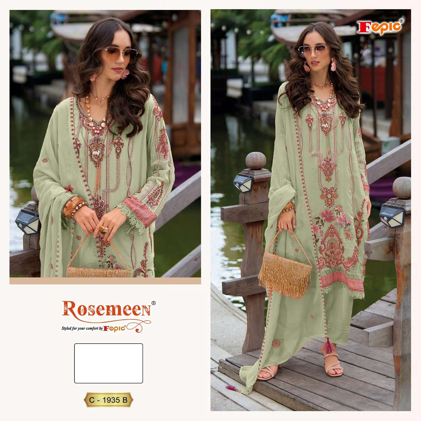 Rosemeen C 1935 Fepic Soft Organza Pakistani Salwar Suits Exporter Ahmedabad