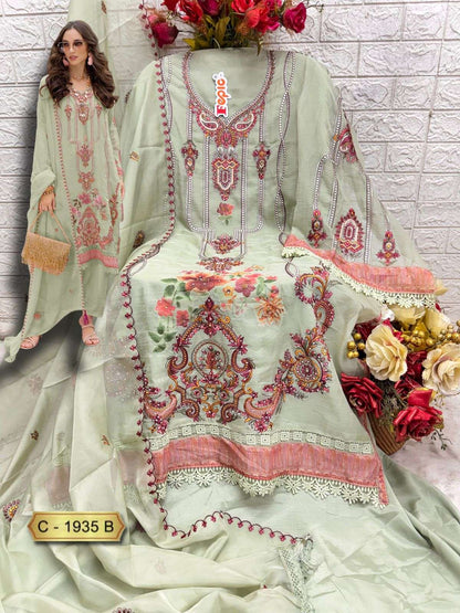 Rosemeen C 1935 Fepic Soft Organza Pakistani Salwar Suits Exporter Ahmedabad