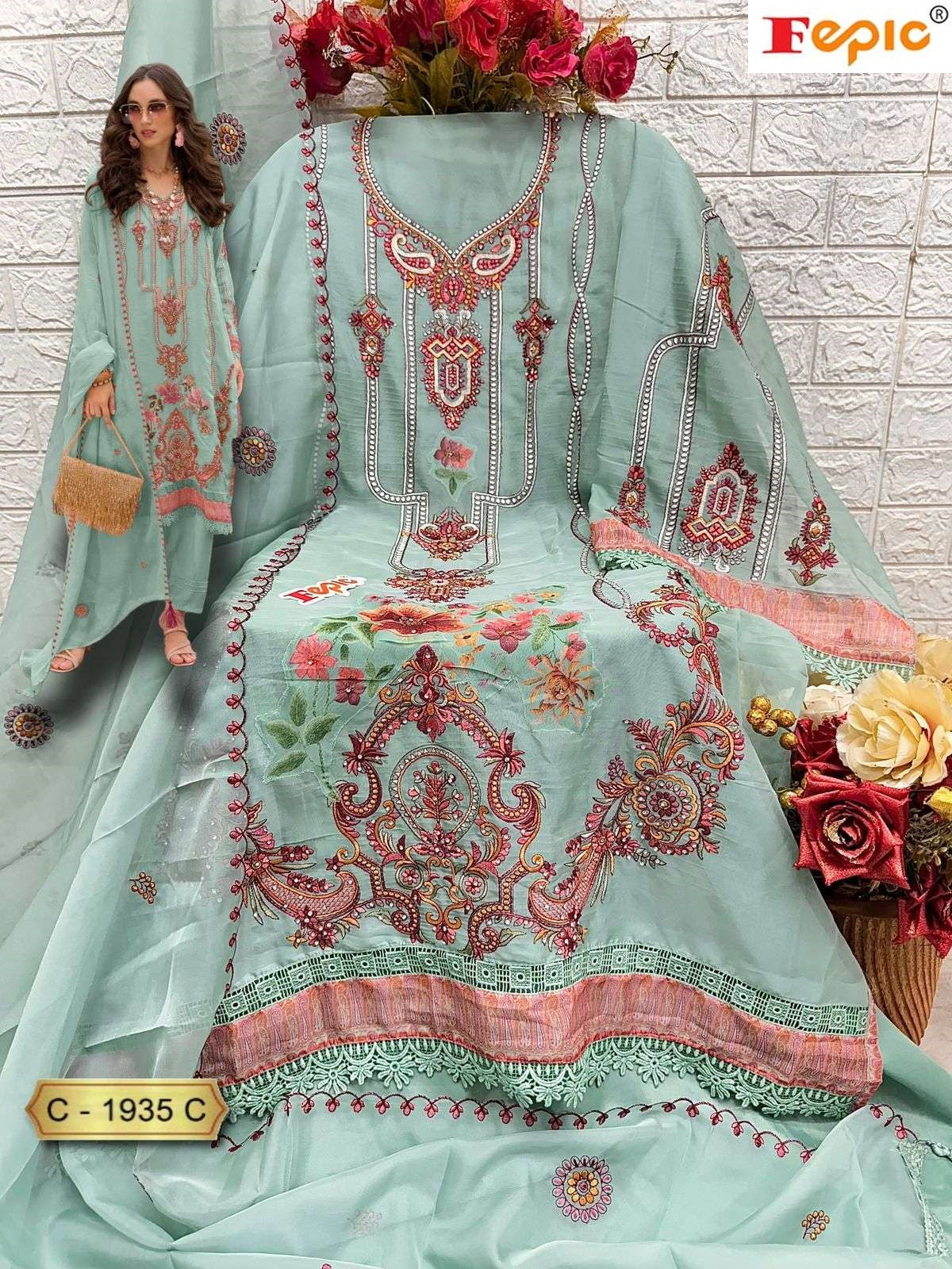 Rosemeen C 1935 Fepic Soft Organza Pakistani Salwar Suits Exporter Ahmedabad