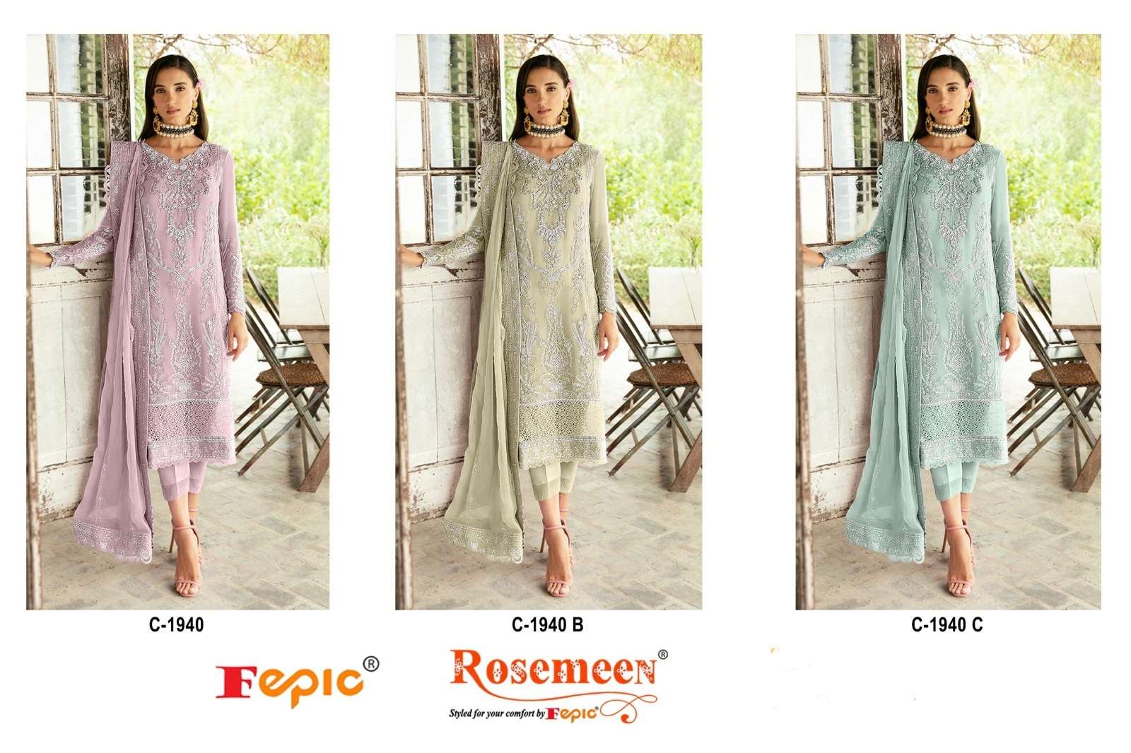 Rosemeen C 1940 Fepic Georgette Pakistani Salwar Suits Manufacturer Gujarat