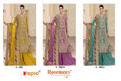 Rosemeen C 1963 Fepic Organza Pakistani Salwar Suits Manufacturer Ahmedabad