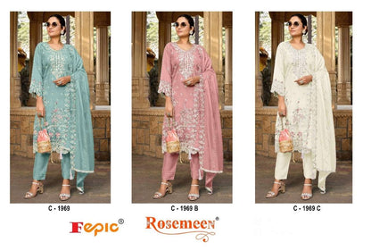 Rosemeen C 1969 Fepic Organza Pakistani Salwar Suits Wholesaler India