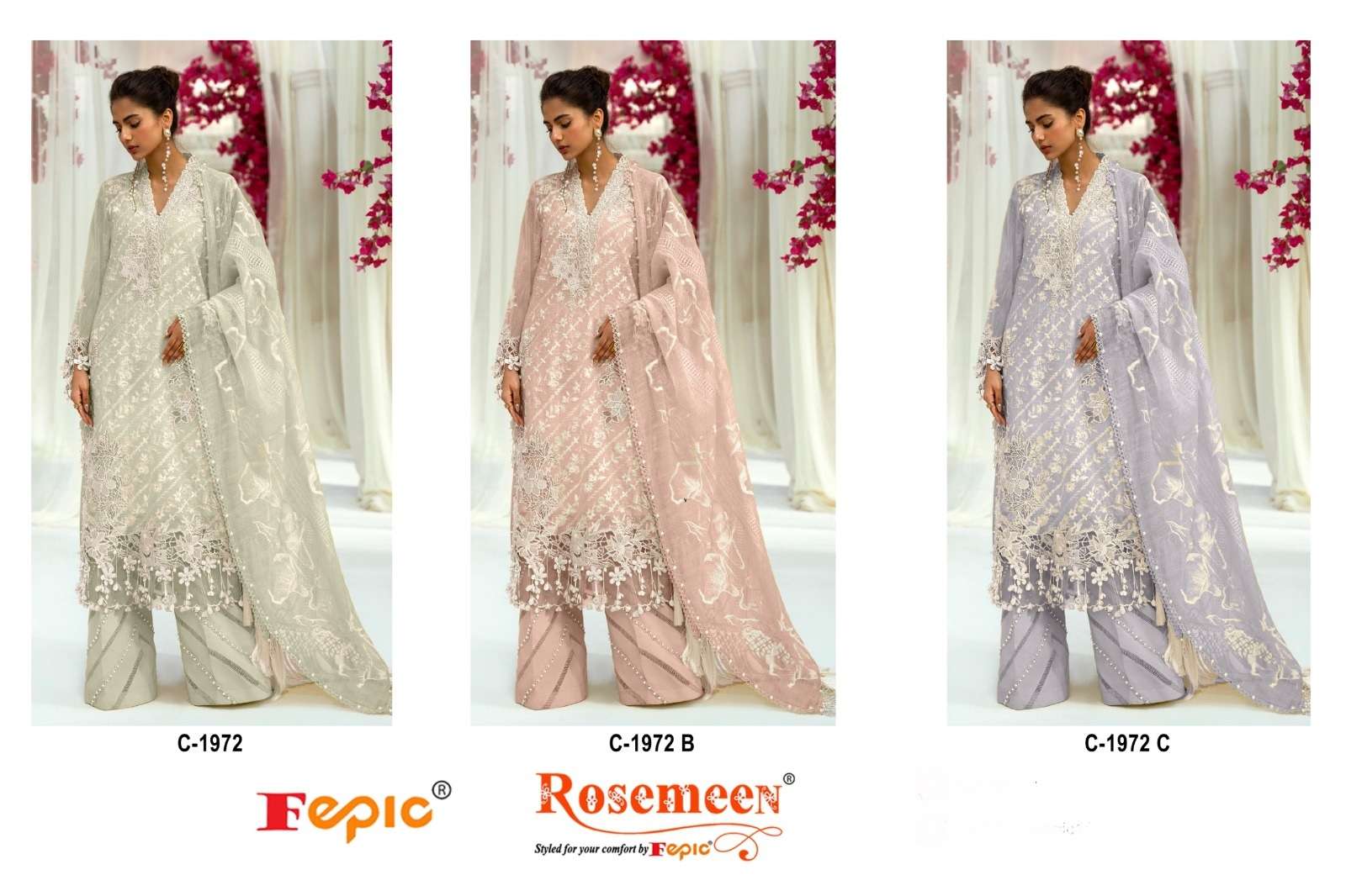 Rosemeen C 1972 Fepic Organza Pakistani Salwar Suits Wholesaler