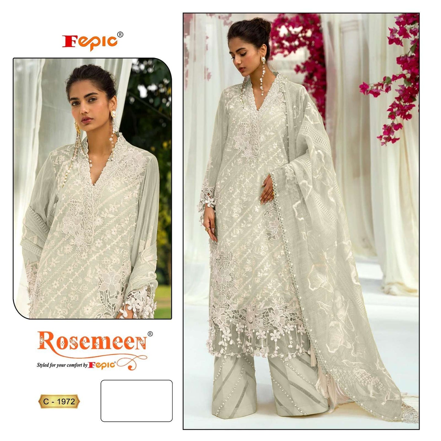 Rosemeen C 1972 Fepic Organza Pakistani Salwar Suits Wholesaler