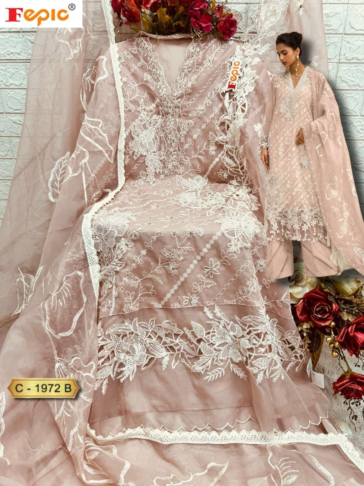 Rosemeen C 1972 Fepic Organza Pakistani Salwar Suits Wholesaler