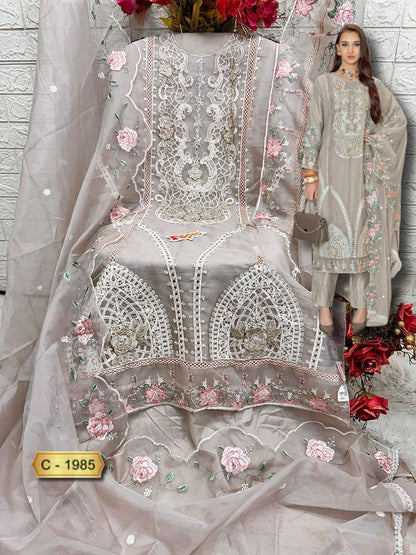 Rosemeen C 1985 Fepic Organza Pakistani Salwar Suits Wholesaler Ahmedabad