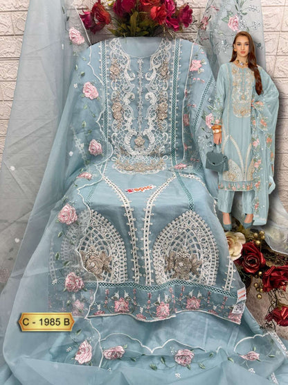 Rosemeen C 1985 Fepic Organza Pakistani Salwar Suits Wholesaler Ahmedabad