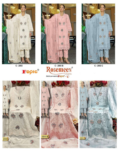 Rosemeen C 2003 Fepic Cambric Cotton Pakistani Salwar Suits Exporter Gujarat