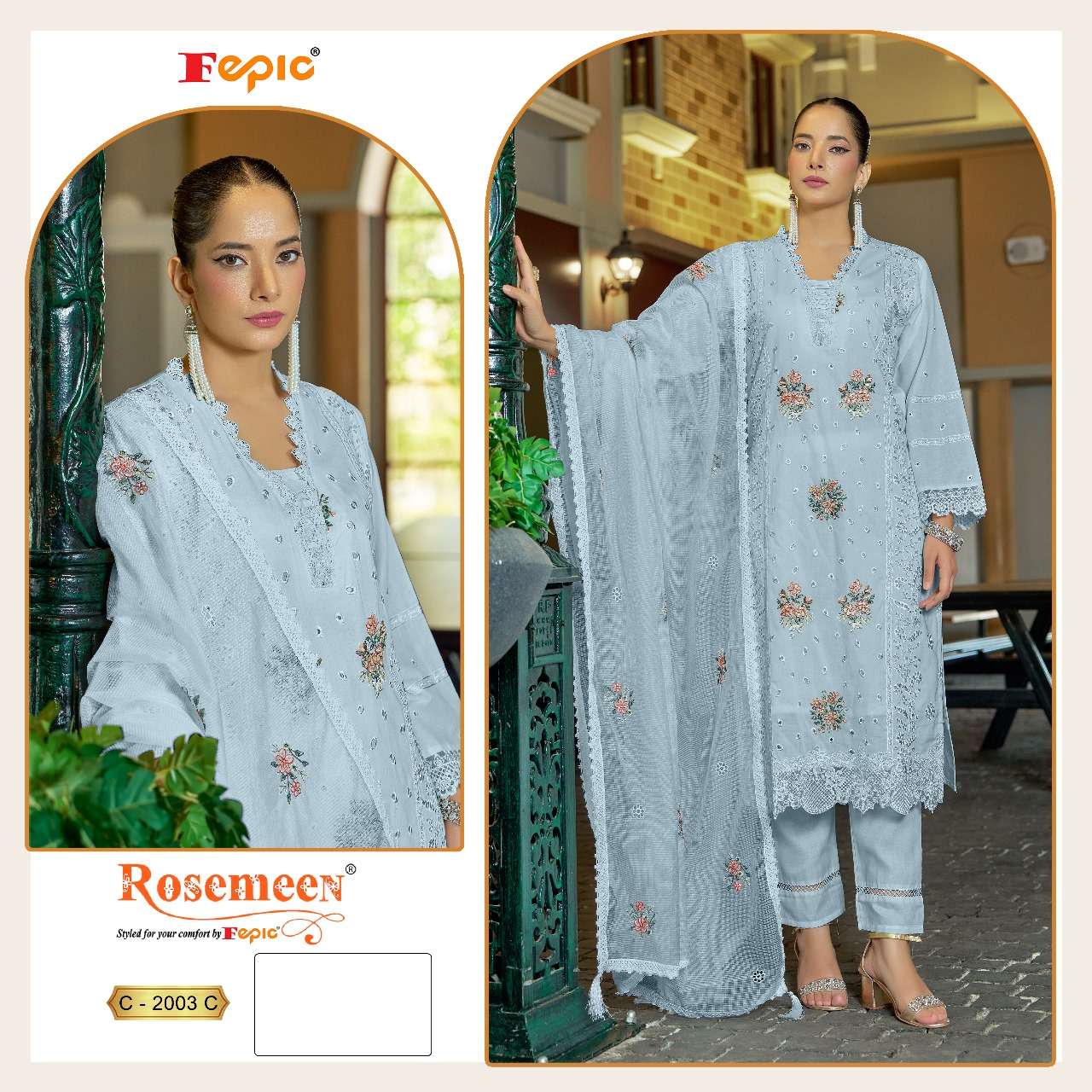 Rosemeen C 2003 Fepic Cambric Cotton Pakistani Salwar Suits Exporter Gujarat