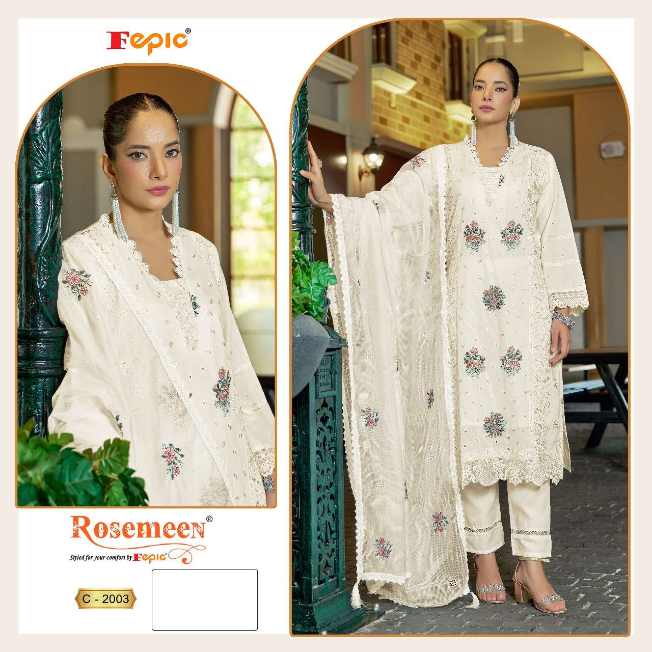 Rosemeen C 2003 Fepic Cambric Cotton Pakistani Salwar Suits Exporter Gujarat