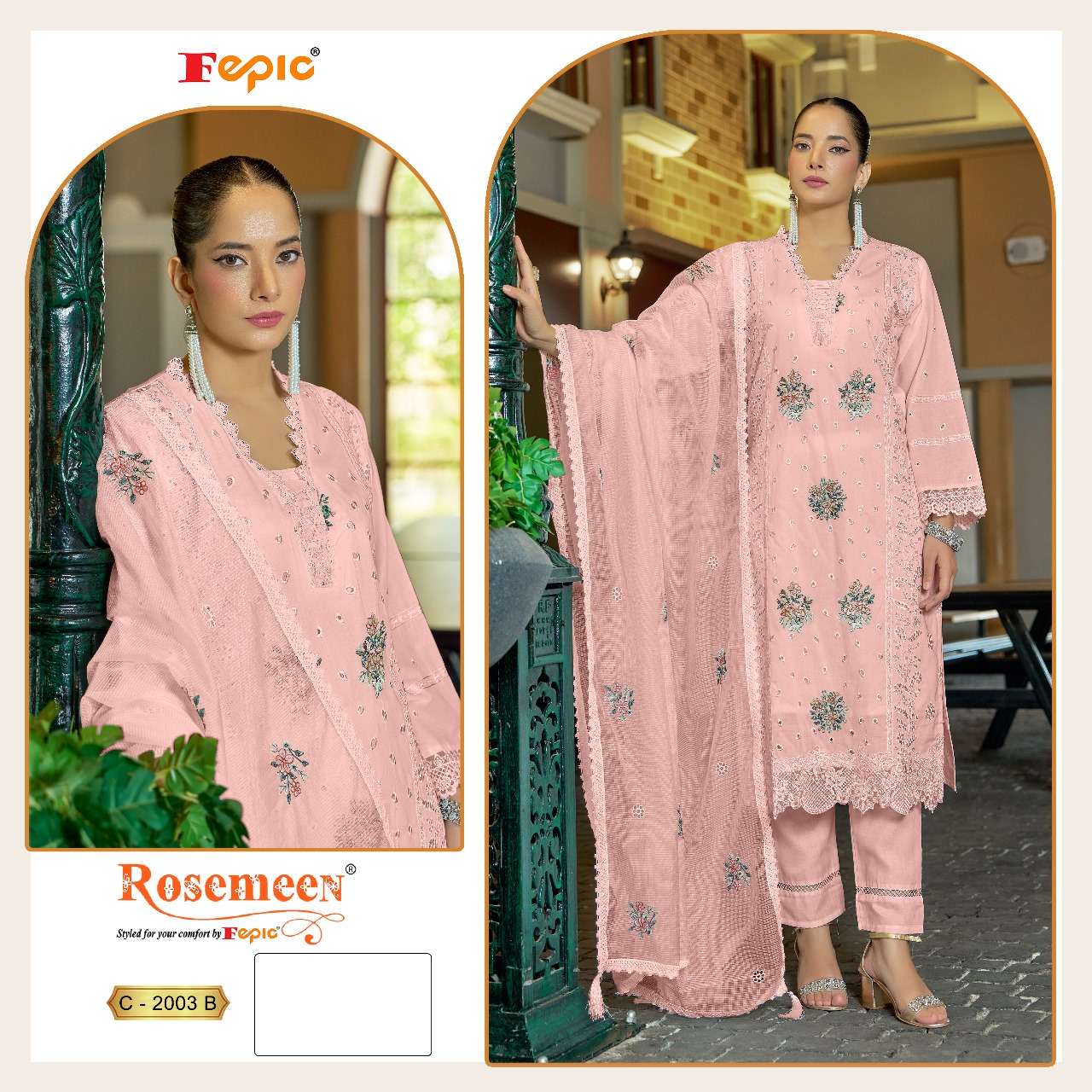 Rosemeen C 2003 Fepic Cambric Cotton Pakistani Salwar Suits Exporter Gujarat