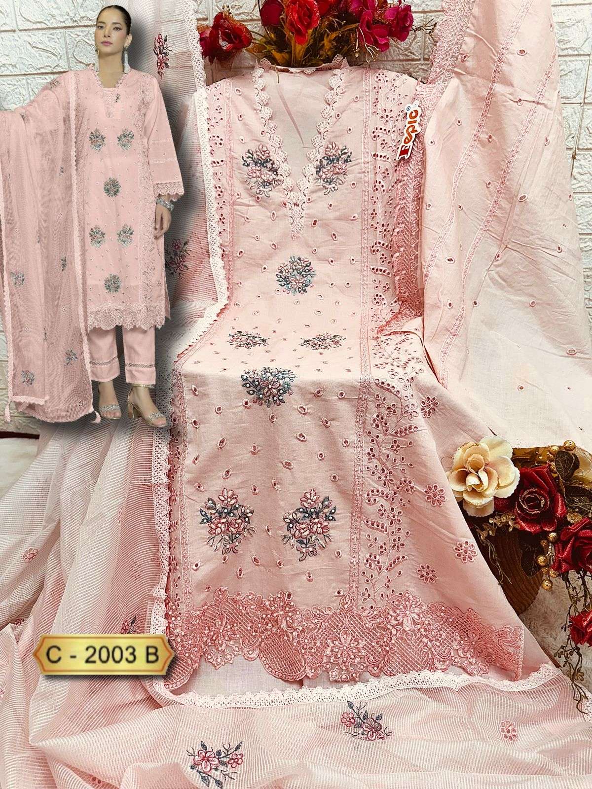 Rosemeen C 2003 Fepic Cambric Cotton Pakistani Salwar Suits Exporter Gujarat