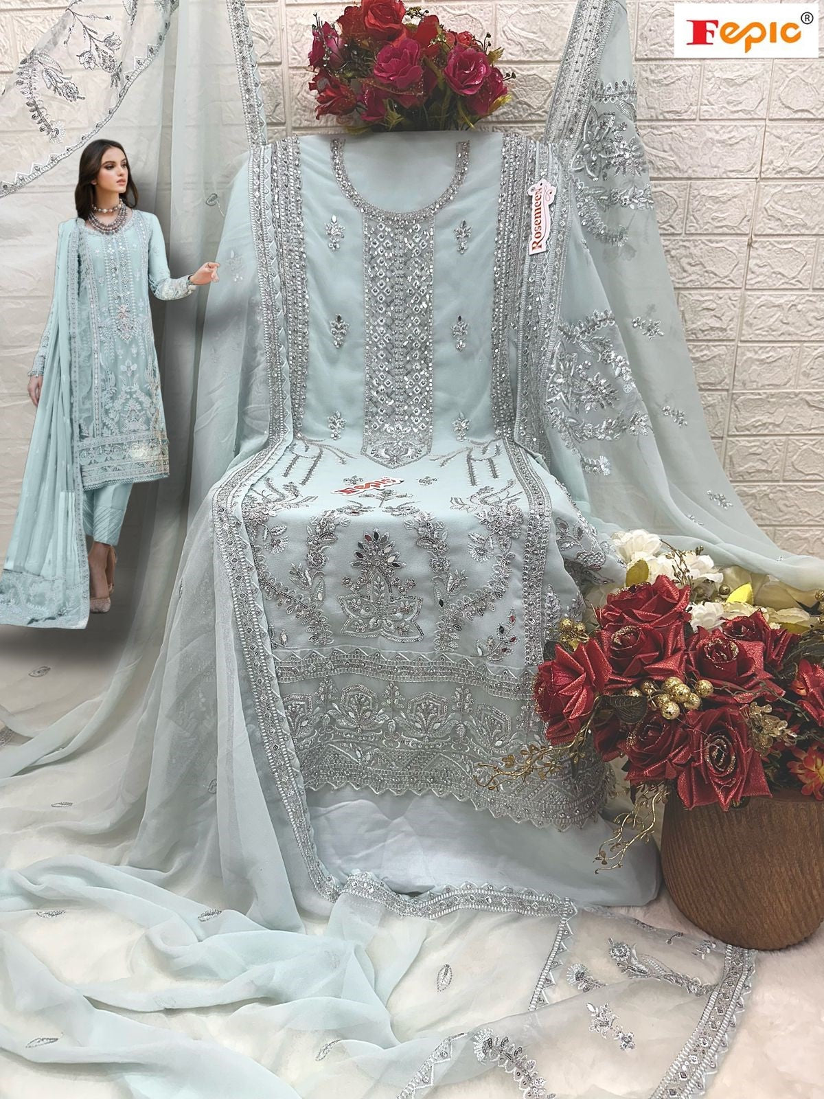 Rosemeen D 5424 Fepic Georgette Pakistani Salwar Suits Wholesale Price