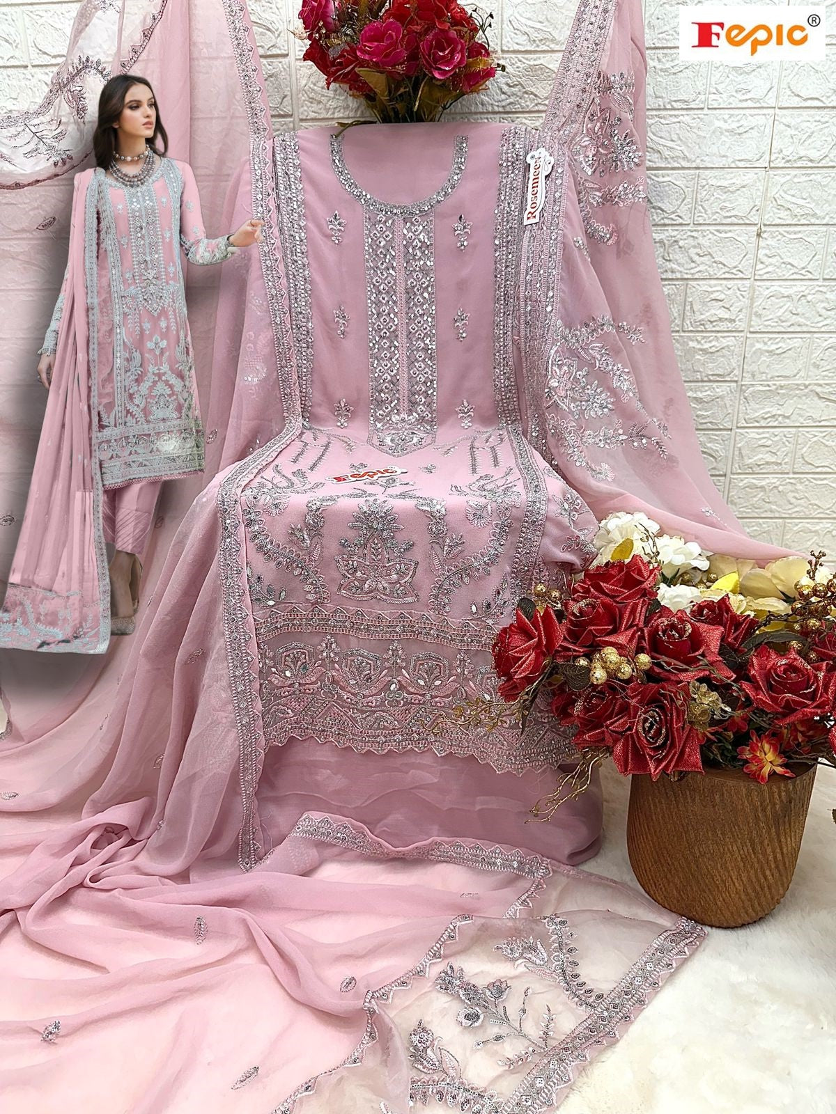 Rosemeen D 5424 Fepic Georgette Pakistani Salwar Suits Wholesale Price