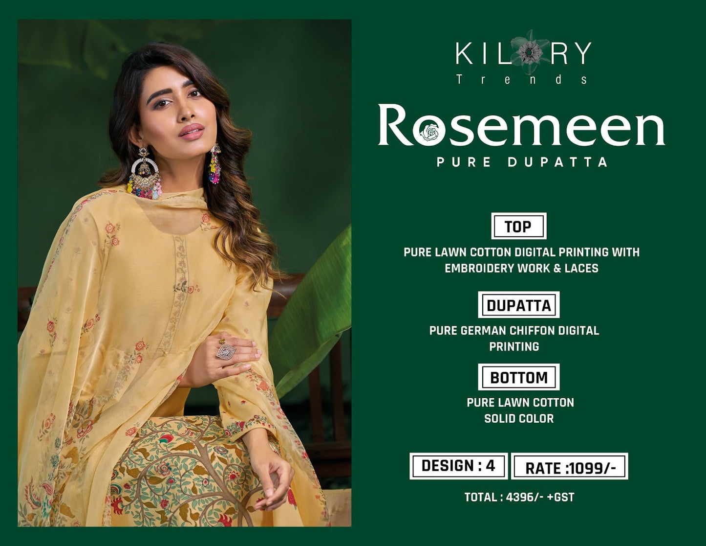 Rosemeen Kilory Pure Lawn Pant Style Suits Manufacturer Gujarat